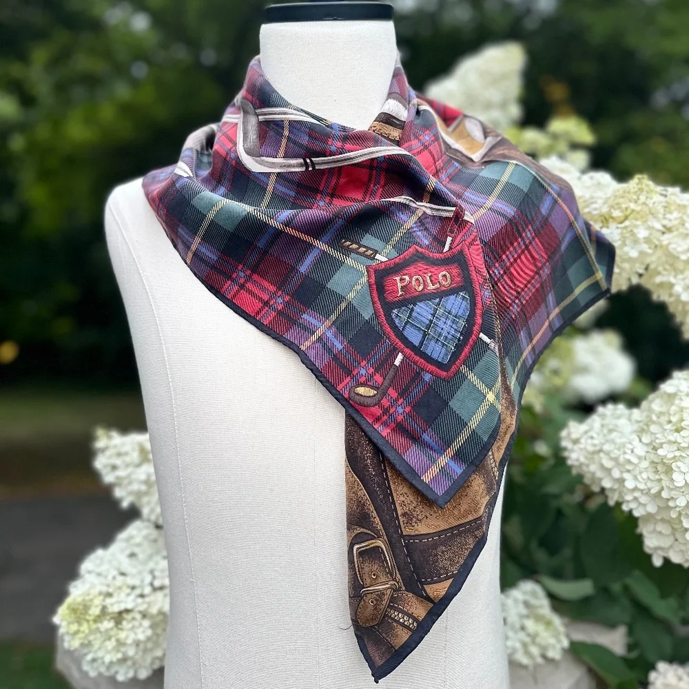 Scarf, Vintage Ralph Lauren Polo Golf Plaid